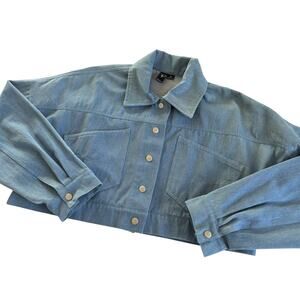 Windsor Cropped Jean Jacket Light Blue Wash Denim Women’s Small Cotton-blend